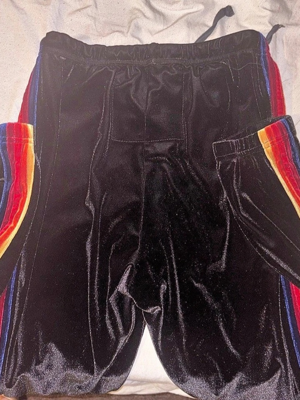 Aviator Nation 5 Stripe Velvet Sweatpants Black & Red